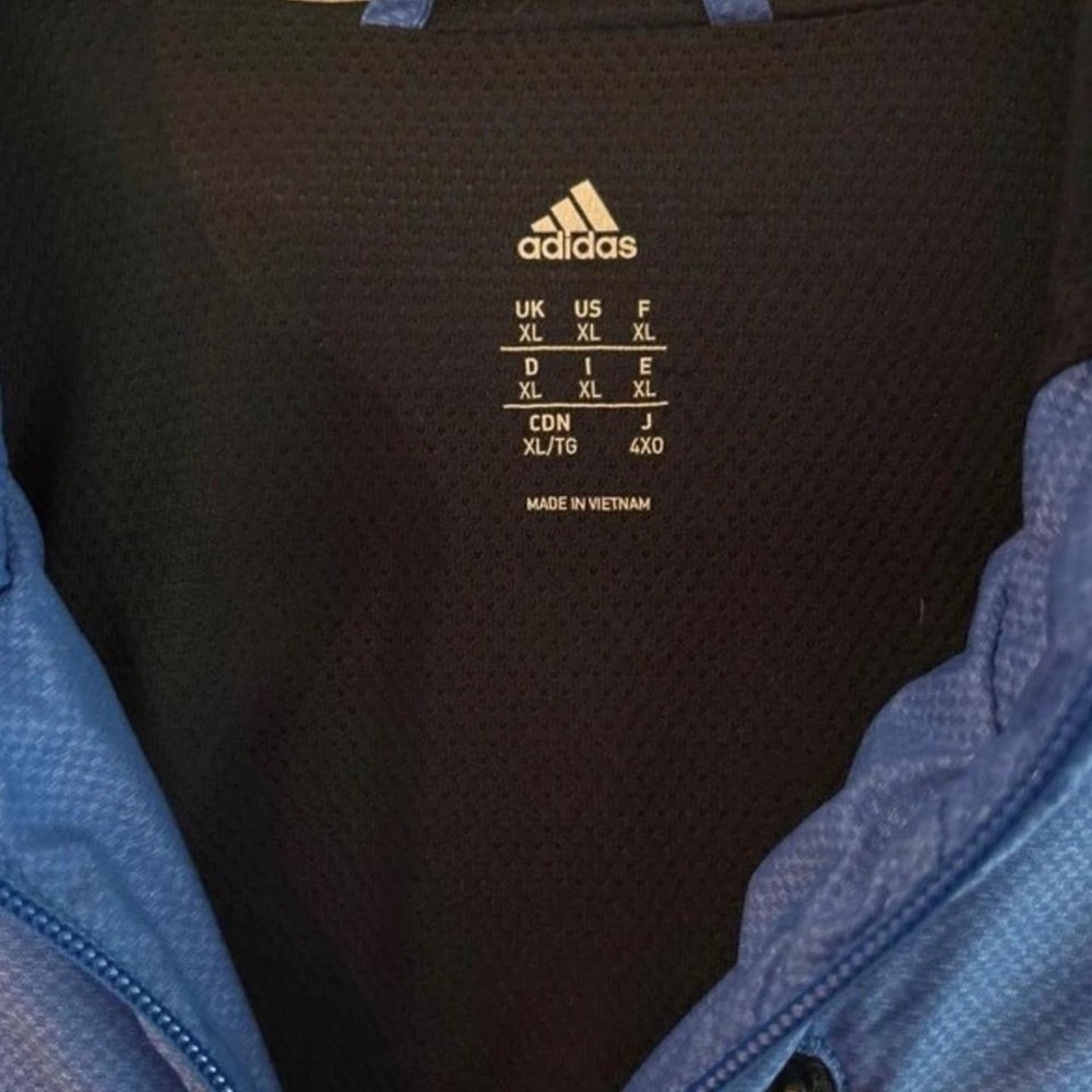 Adidas Mens XL Full Zip Hooded Windbreaker Jacket Blue Grey Colorblock - Picture 4 of 5